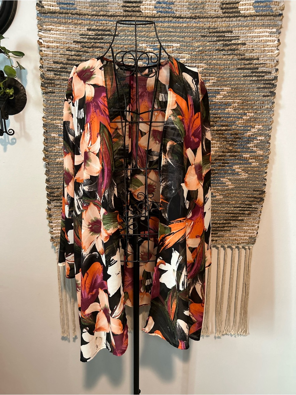 Colleen Lopez Floral Open Front Kimono